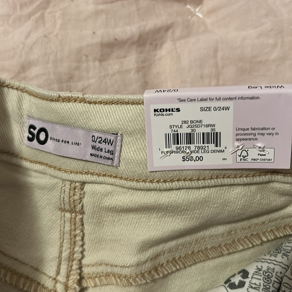 SO Goods for Life, SZ 0/24 high rise side leg pants, bone color, NWT - Picture 5 of 6